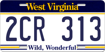 WV license plate 2CR313