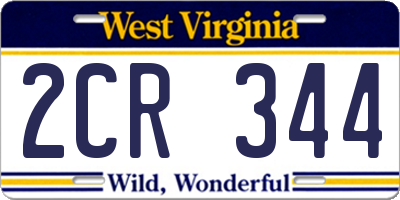 WV license plate 2CR344