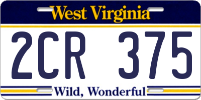 WV license plate 2CR375