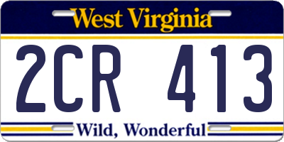 WV license plate 2CR413