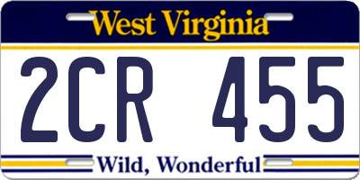 WV license plate 2CR455