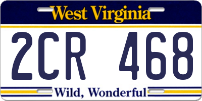 WV license plate 2CR468