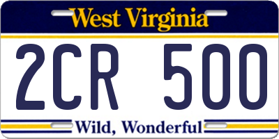 WV license plate 2CR500