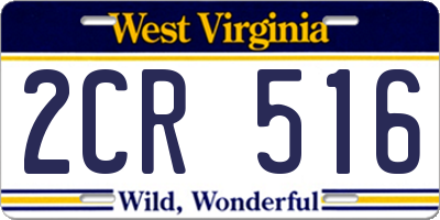 WV license plate 2CR516