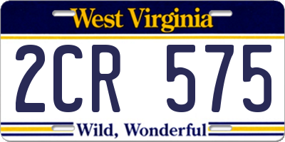 WV license plate 2CR575