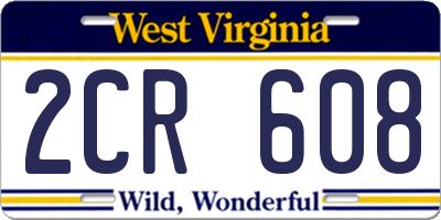 WV license plate 2CR608