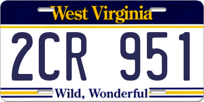 WV license plate 2CR951
