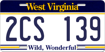 WV license plate 2CS139