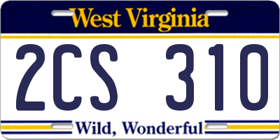 WV license plate 2CS310