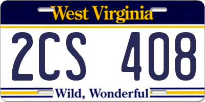 WV license plate 2CS408