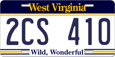 WV license plate 2CS410