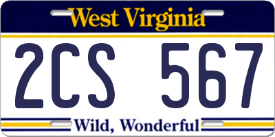 WV license plate 2CS567