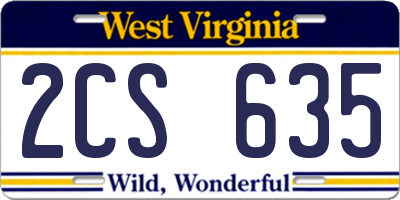 WV license plate 2CS635