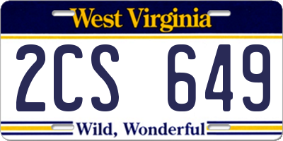 WV license plate 2CS649