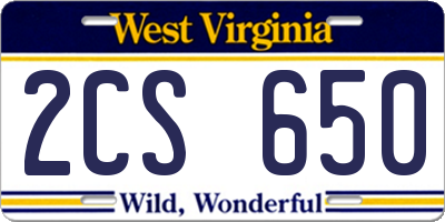 WV license plate 2CS650