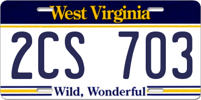 WV license plate 2CS703