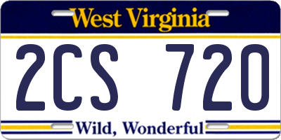 WV license plate 2CS720