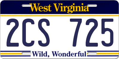 WV license plate 2CS725