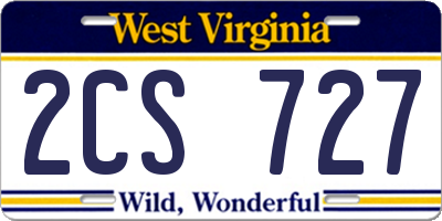 WV license plate 2CS727