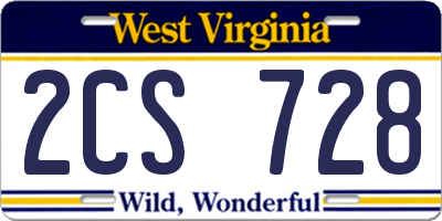 WV license plate 2CS728