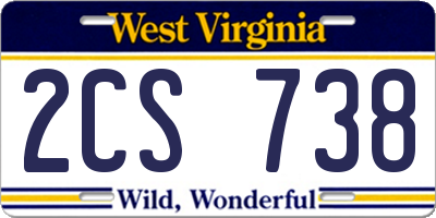 WV license plate 2CS738