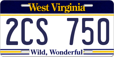 WV license plate 2CS750