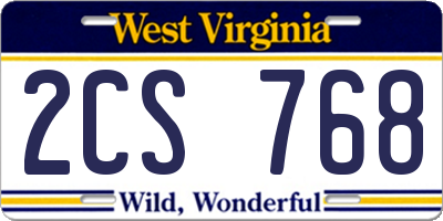 WV license plate 2CS768