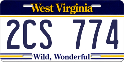 WV license plate 2CS774