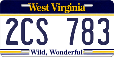 WV license plate 2CS783