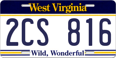 WV license plate 2CS816