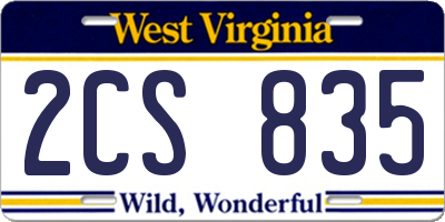 WV license plate 2CS835