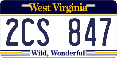 WV license plate 2CS847