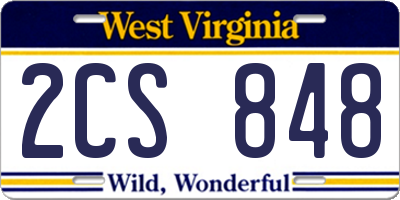 WV license plate 2CS848