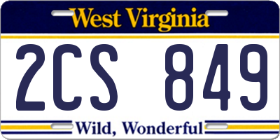 WV license plate 2CS849