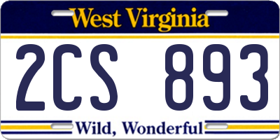 WV license plate 2CS893