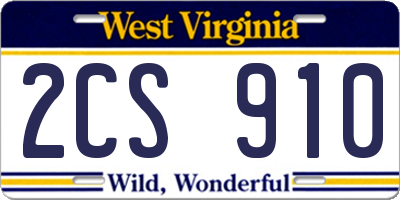 WV license plate 2CS910