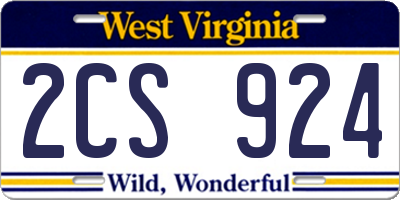 WV license plate 2CS924