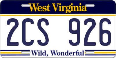 WV license plate 2CS926