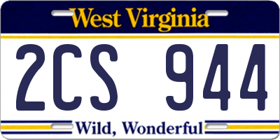 WV license plate 2CS944