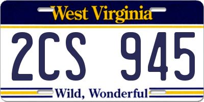 WV license plate 2CS945