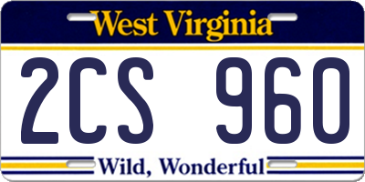 WV license plate 2CS960