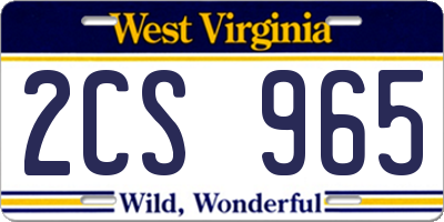 WV license plate 2CS965
