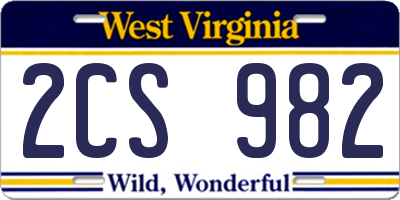 WV license plate 2CS982