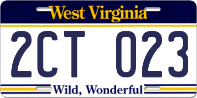WV license plate 2CT023