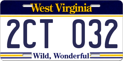 WV license plate 2CT032