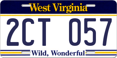 WV license plate 2CT057