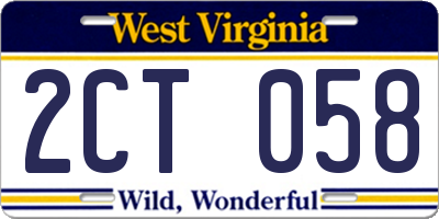 WV license plate 2CT058