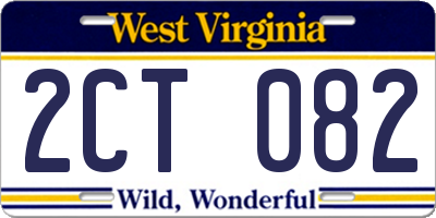 WV license plate 2CT082