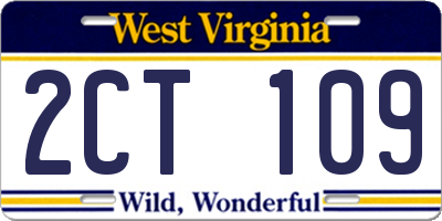 WV license plate 2CT109