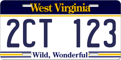 WV license plate 2CT123